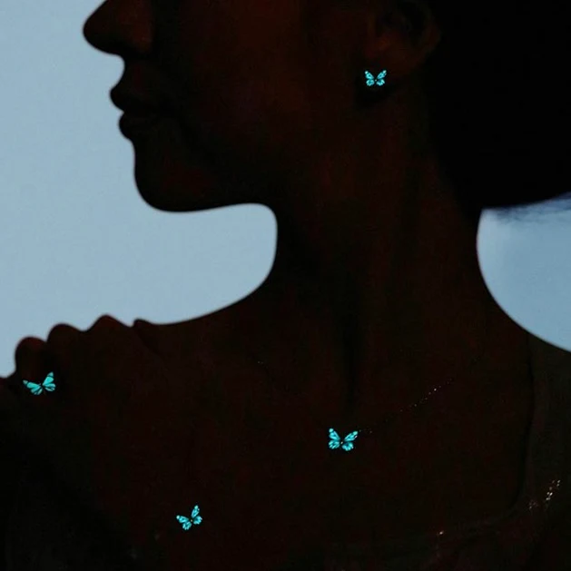 Luminous Dream Blue Butterfly Necklace
