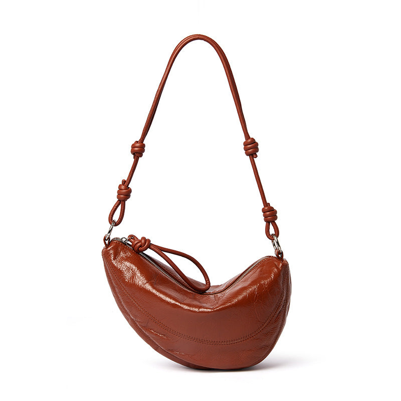Women's Genuine Leather Dumpling Saddle Bag