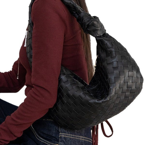 Lambskin Knotted Braided Leather Handbag