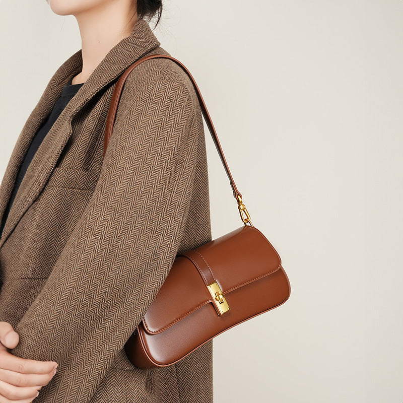 Women’s Genuine Leather Vintage Crossbody Shoulder Baguette Bag