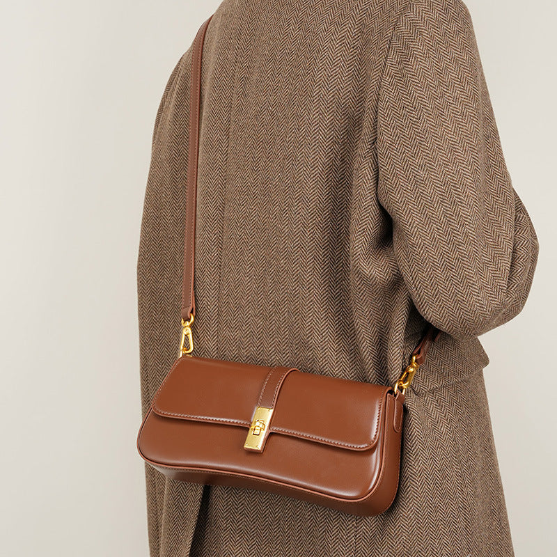 Women’s Genuine Leather Vintage Crossbody Shoulder Baguette Bag