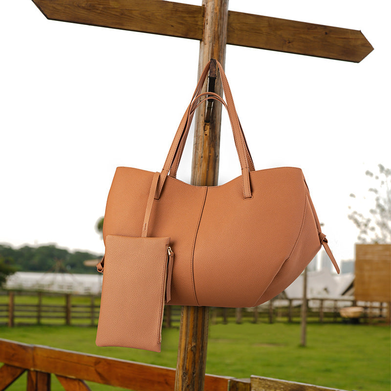 Simple Large Leather Tote Bag for Shopping