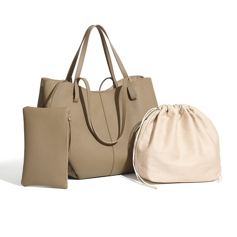 Simple Large Leather Tote Bag for Shopping