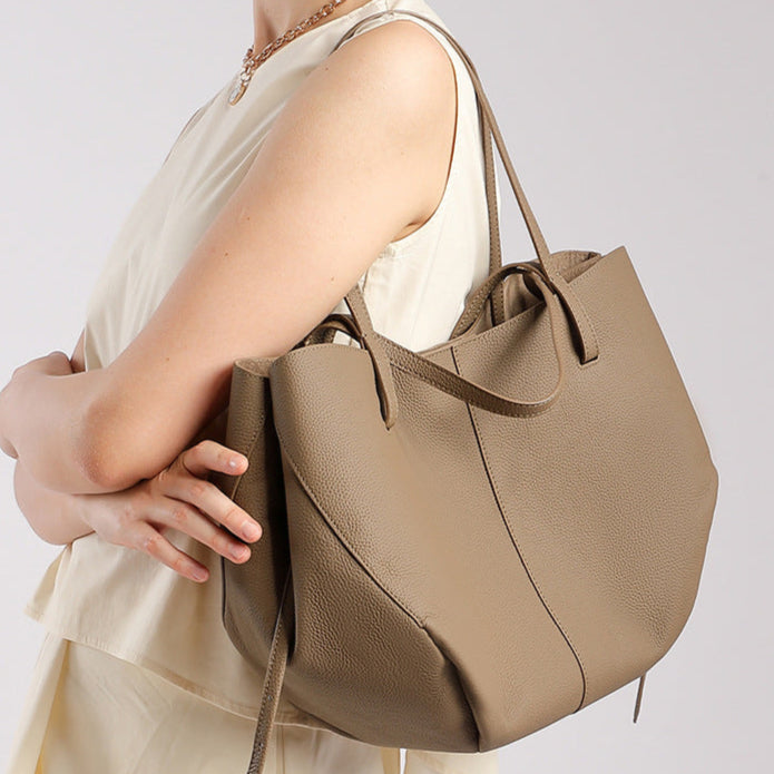 Simple Large Leather Tote Bag for Shopping