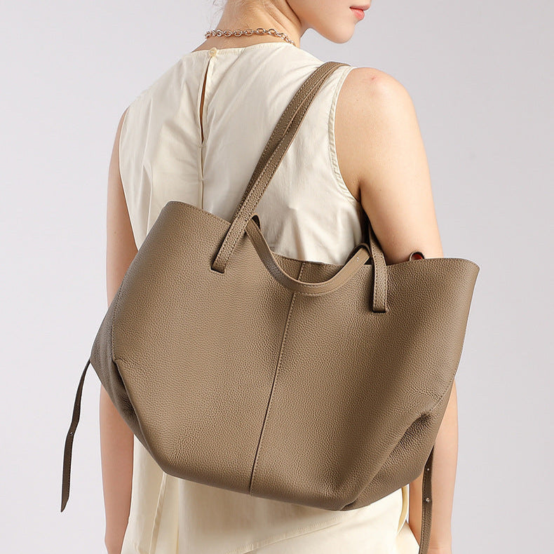 Simple Large Leather Tote Bag for Shopping