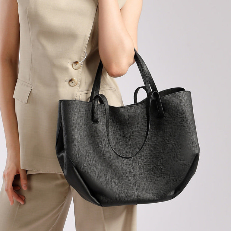 Simple Large Leather Tote Bag for Shopping