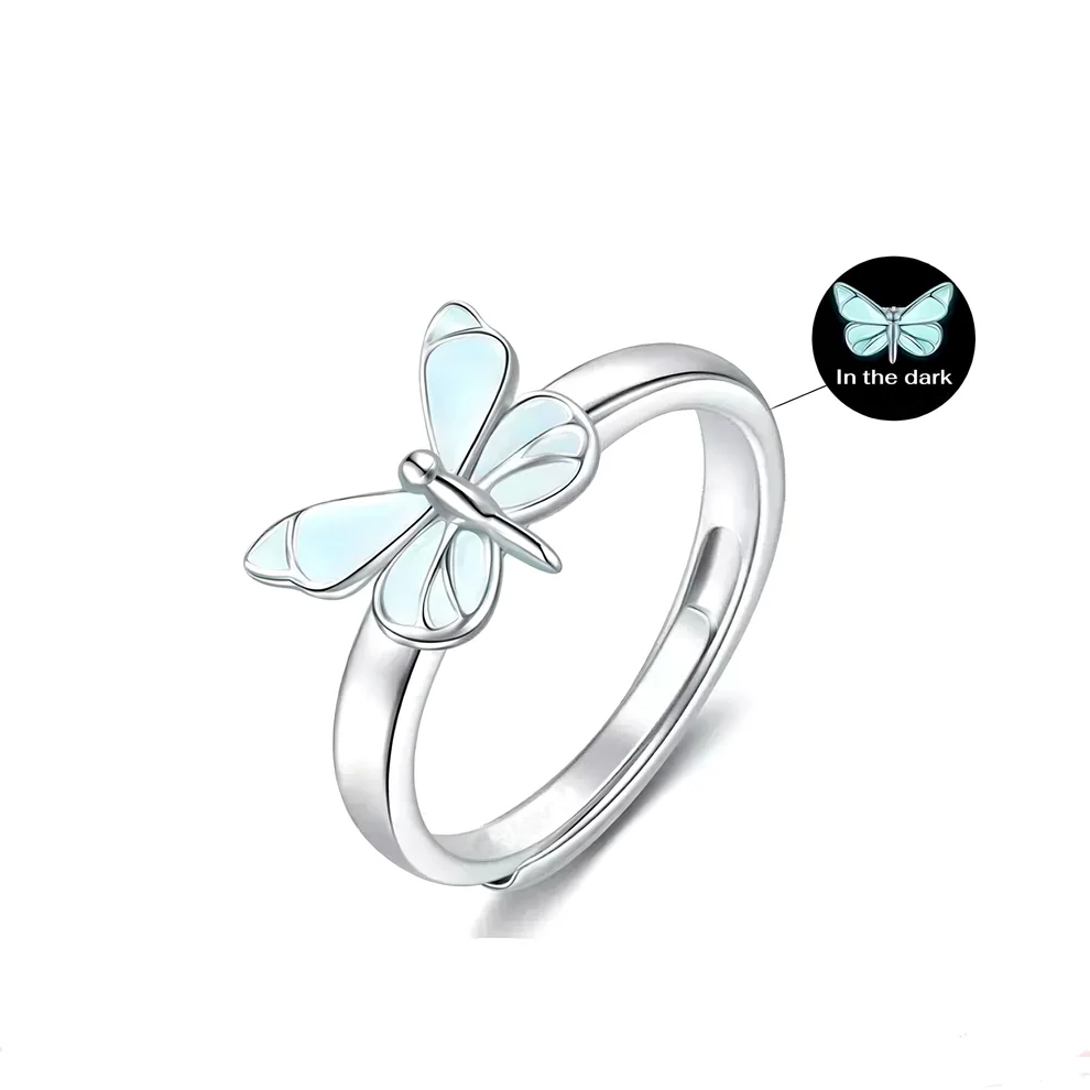 Luminous Dream Blue Butterfly Ring