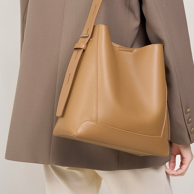 Leather Crossbody & Shoulder Oversized Bucket Bag
