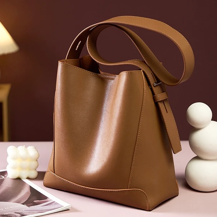 Leather Crossbody & Shoulder Oversized Bucket Bag