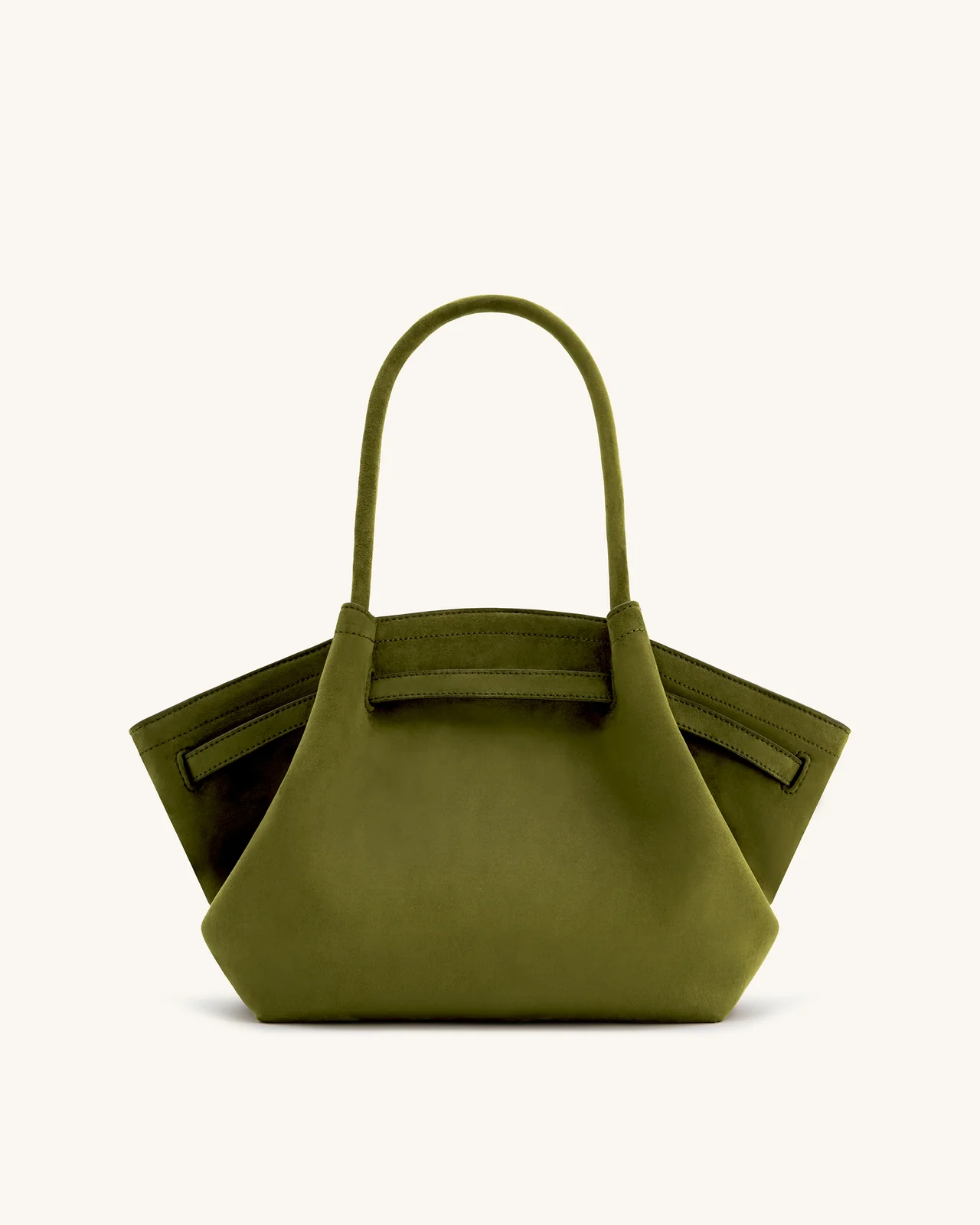 Medium Faux Suede Tote Bag - Dark Olive
