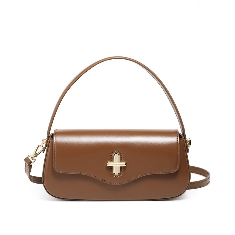 Leather Shoulder Baguette Bag