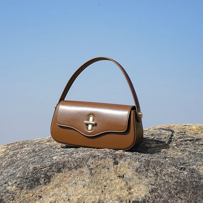 Leather Shoulder Baguette Bag
