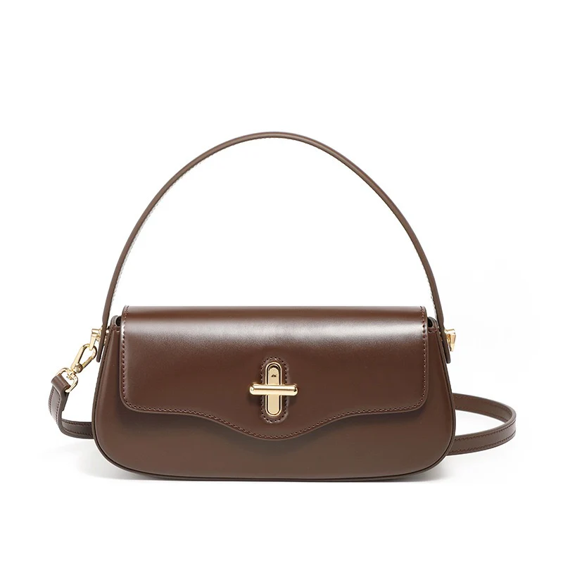 Leather Shoulder Baguette Bag
