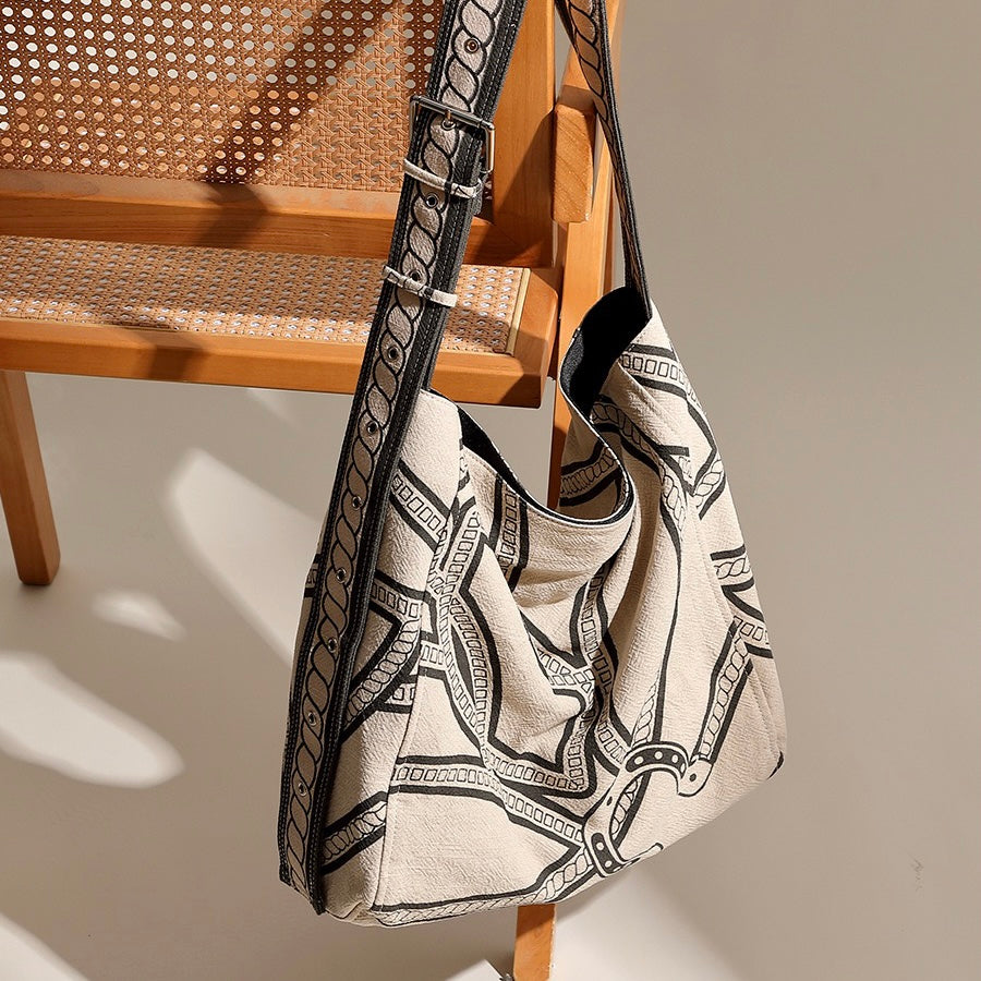 Print Slouchy Large Capacity Lightweight Shoulder Bag