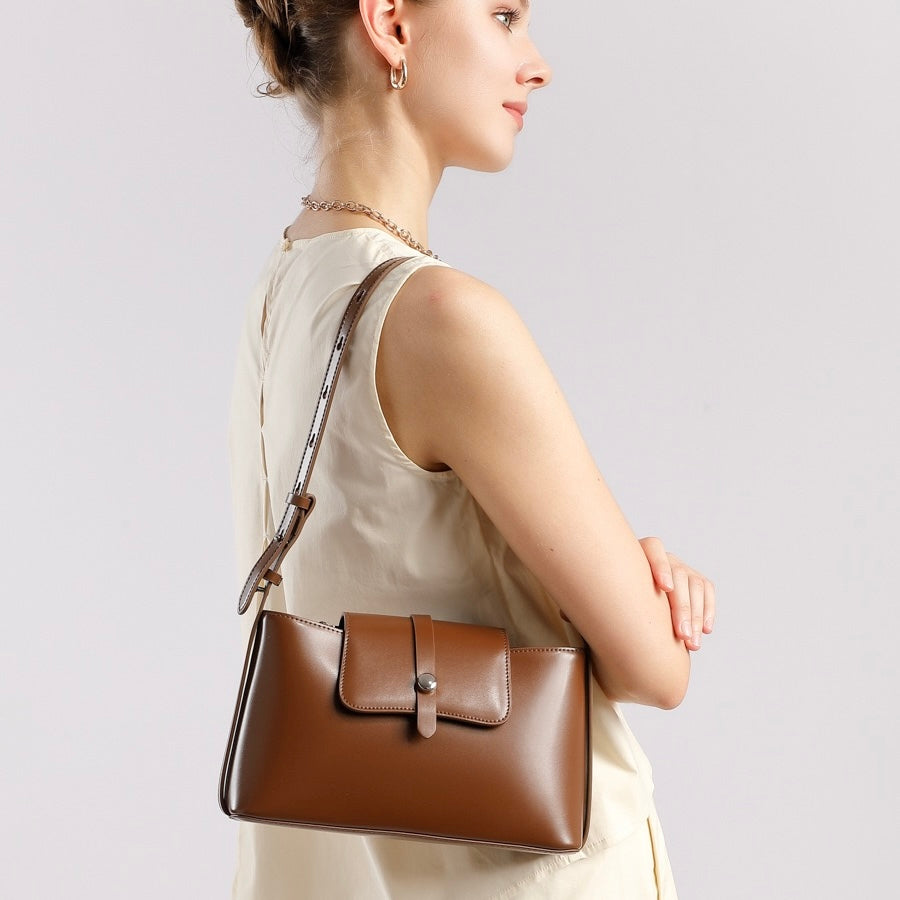 Elegant Versatile Handheld Shoulder Leather Bag