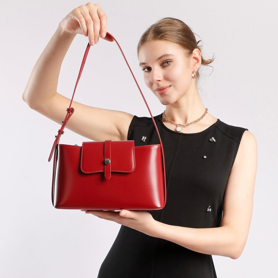 Elegant Versatile Handheld Shoulder Leather Bag