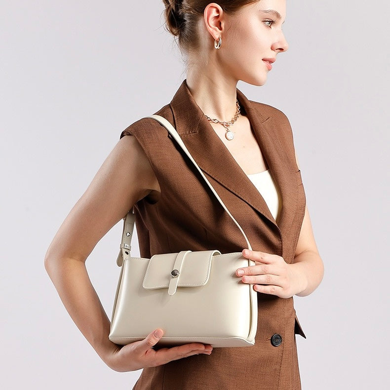 Elegant Versatile Handheld Shoulder Leather Bag