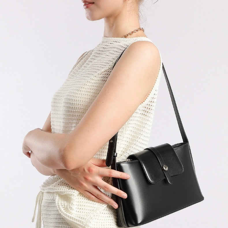Elegant Versatile Handheld Shoulder Leather Bag