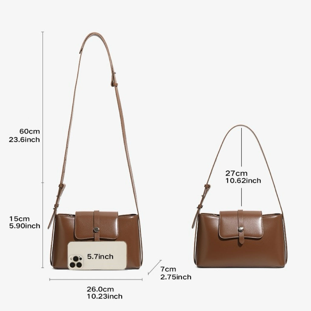 Elegant Versatile Handheld Shoulder Leather Bag