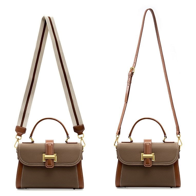 Luxe Leather Structured Top Handle Crossbody Bag