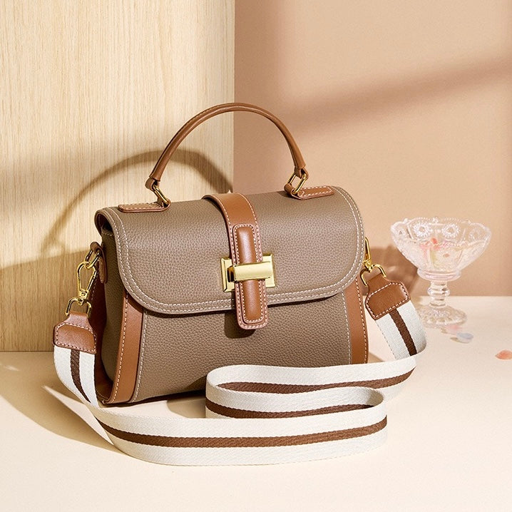 Luxe Leather Structured Top Handle Crossbody Bag