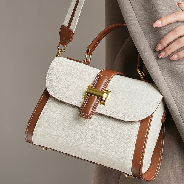 Luxe Leather Structured Top Handle Crossbody Bag