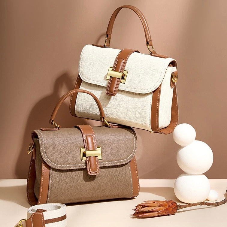 Luxe Leather Structured Top Handle Crossbody Bag