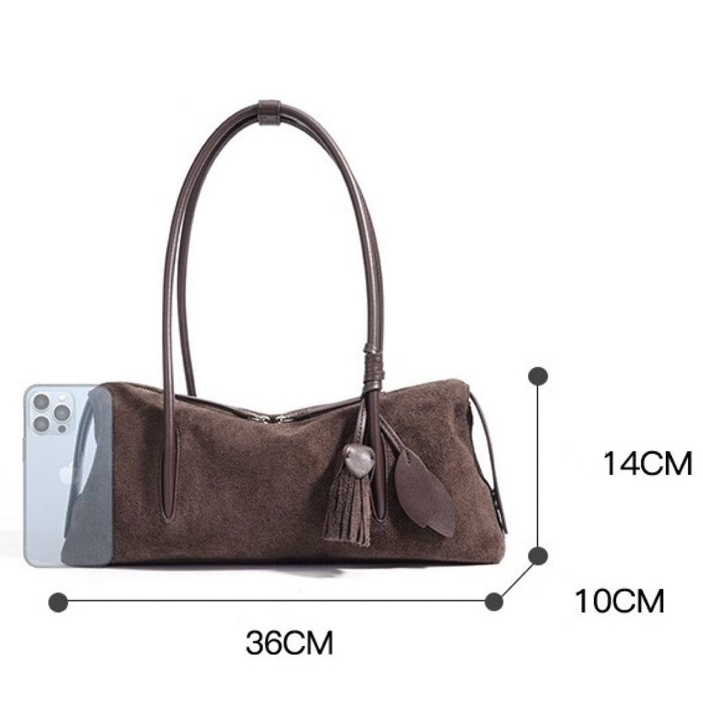 Matte Tassel Pendant Shoulder Pillow Bag