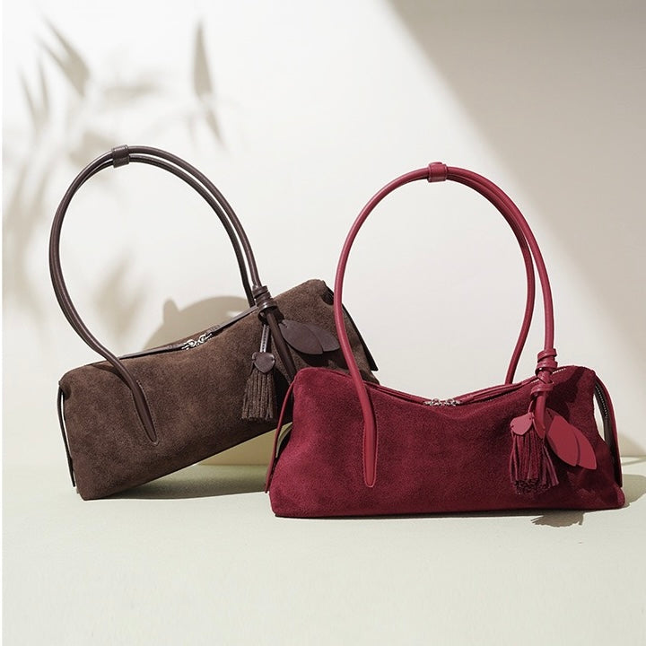 Matte Tassel Pendant Shoulder Pillow Bag