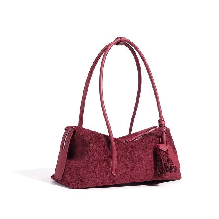 Matte Tassel Pendant Shoulder Pillow Bag