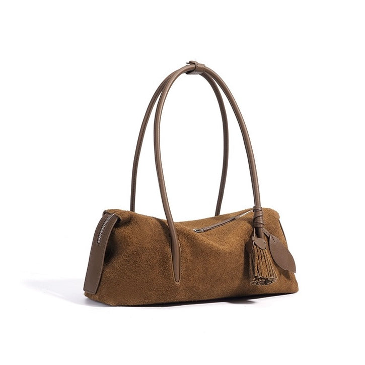 Matte Tassel Pendant Shoulder Pillow Bag