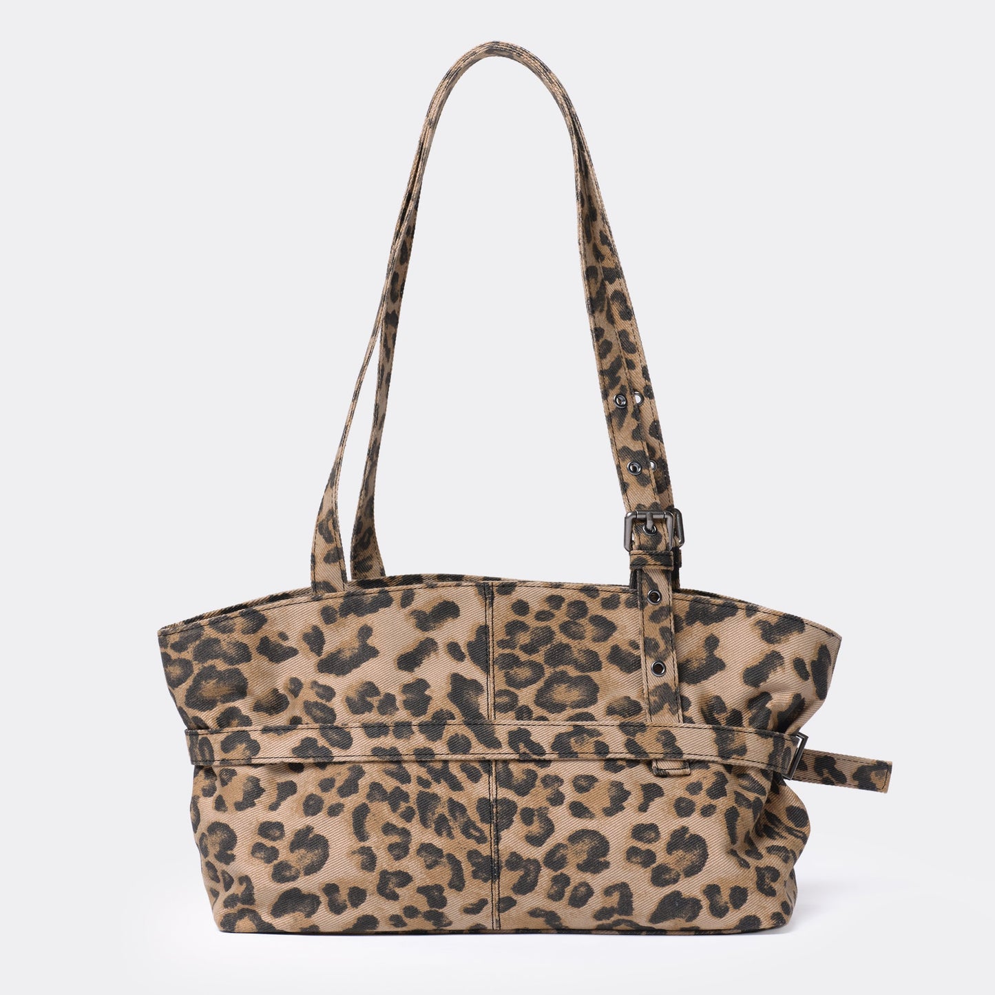 Belt Shoulder Bag - Denim Leopard