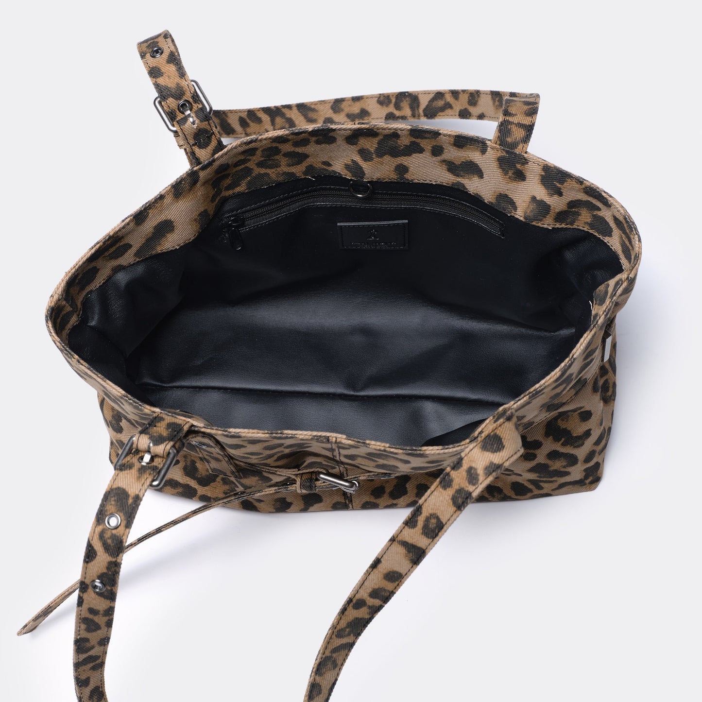 Belt Shoulder Bag - Denim Leopard