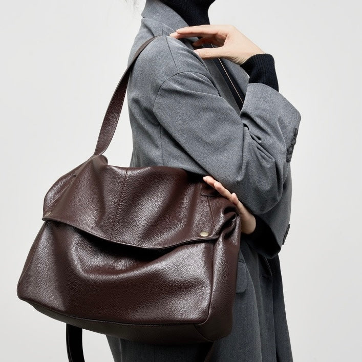 Women's Retro Leather Soft Simple Casual Tote Bag