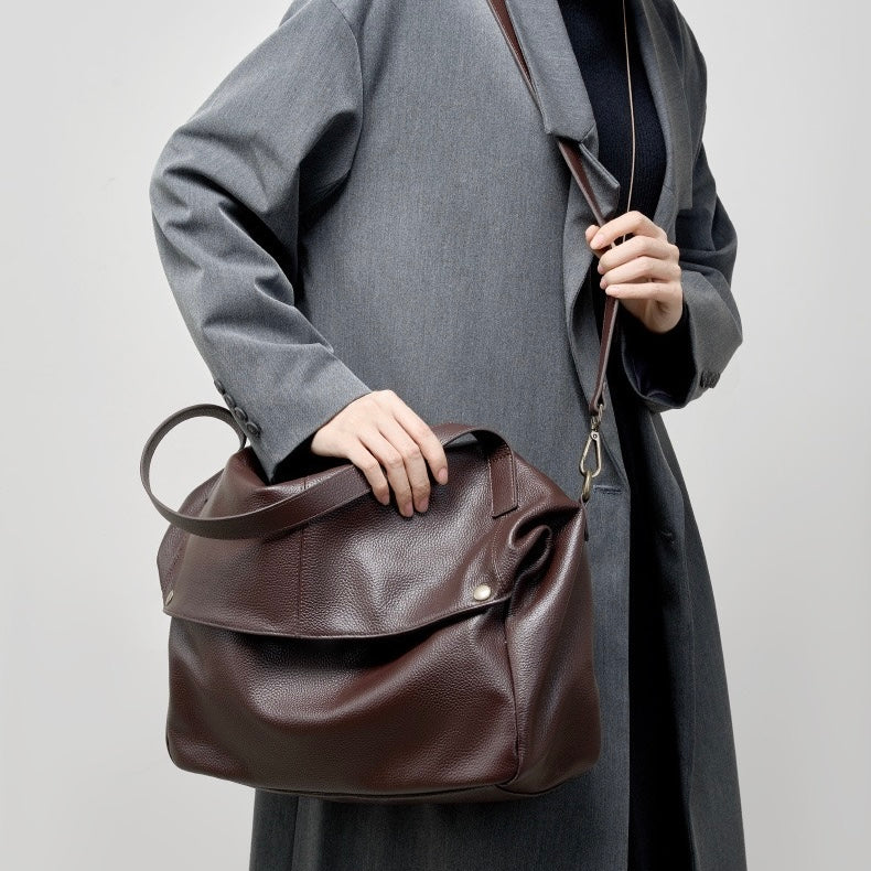 Women's Retro Leather Soft Simple Casual Tote Bag