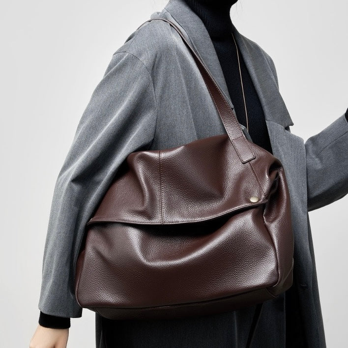 Women's Retro Leather Soft Simple Casual Tote Bag