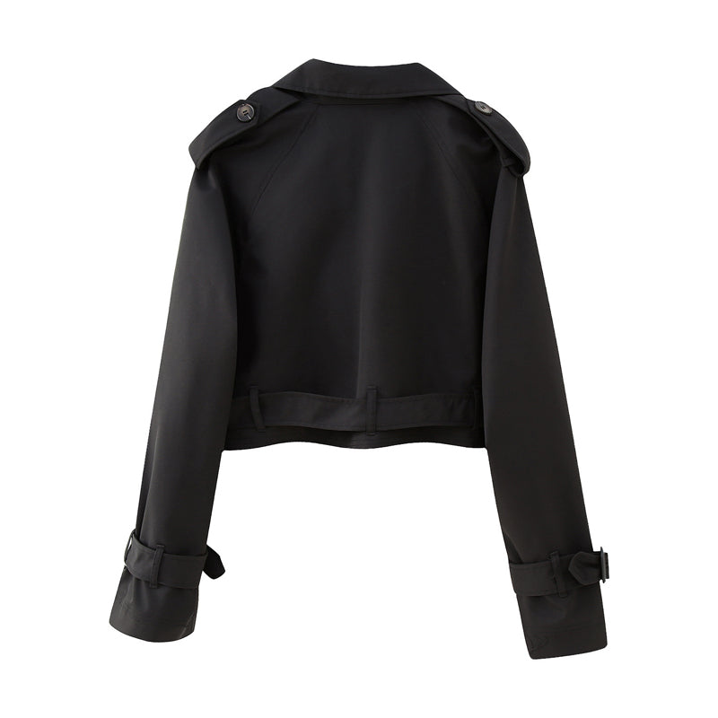 Casual Belted Cropped Trench Coat