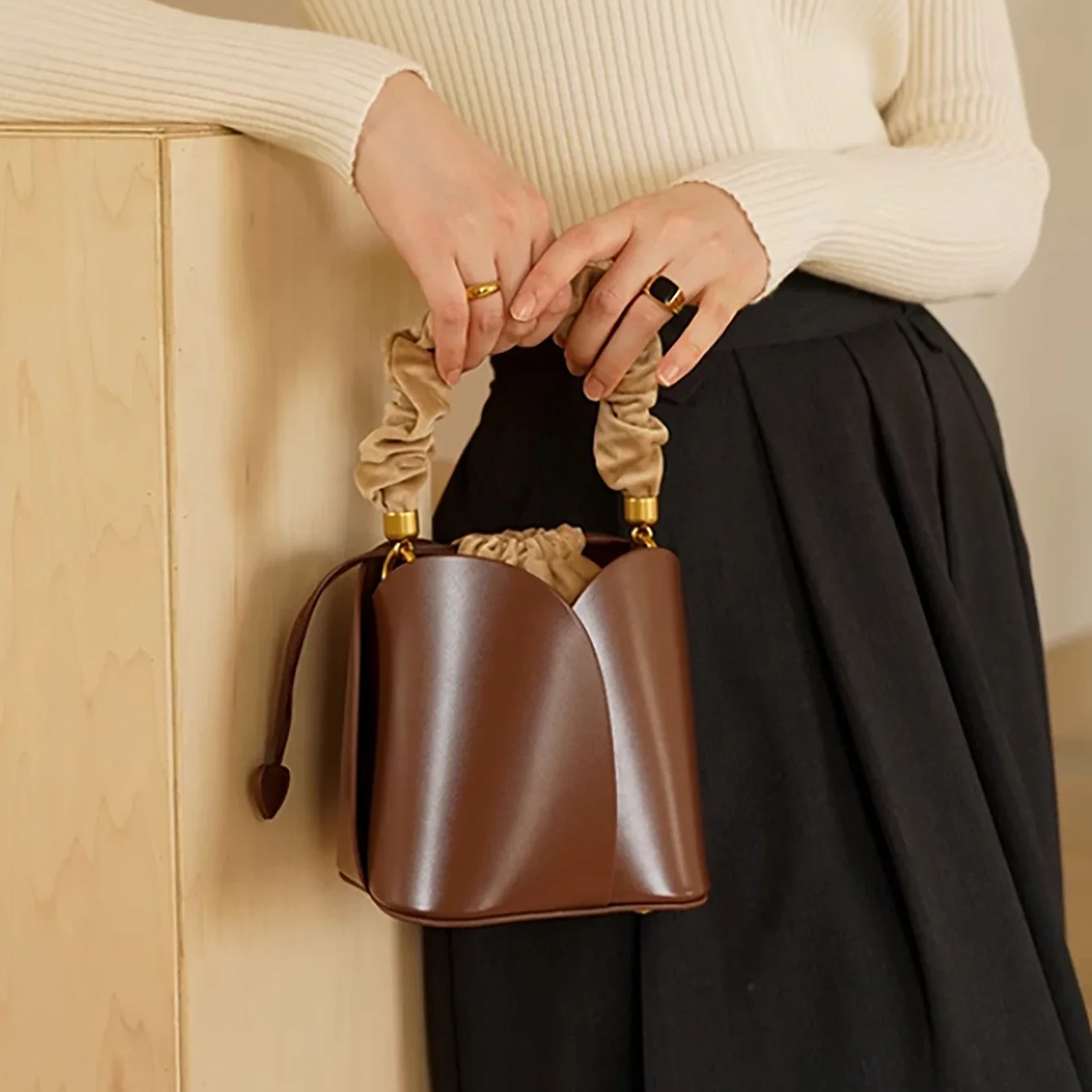 Handmade Cowhide Flower Bag Crossbody Bag