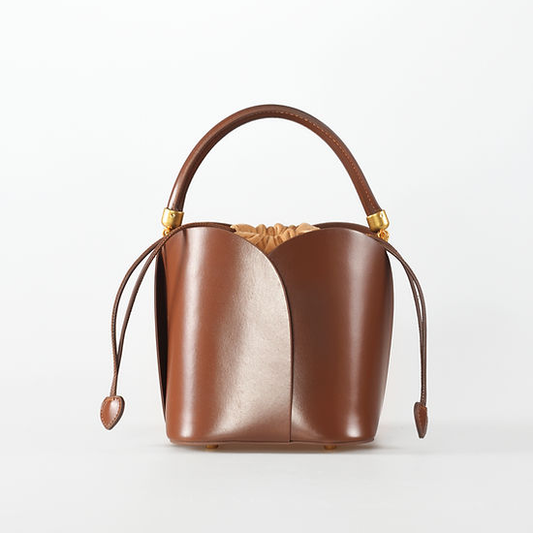 Handgemachte Umhängetasche aus Rindsleder mit Blumenmuster