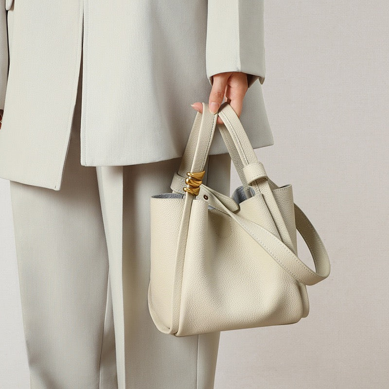 Women's Leather Mini Picnic Crossbody Bucket Bag