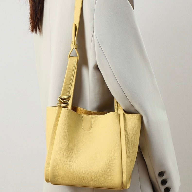 Women's Leather Mini Picnic Crossbody Bucket Bag