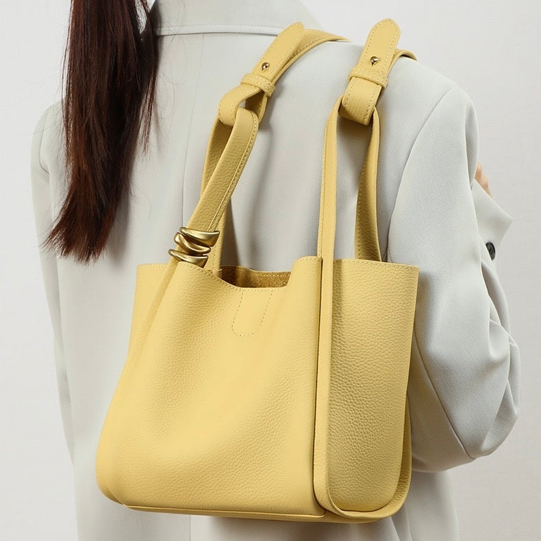 Women's Leather Mini Picnic Crossbody Bucket Bag