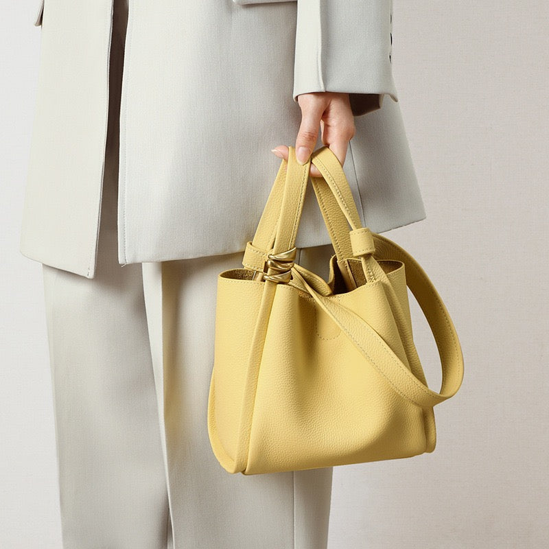 Women's Leather Mini Picnic Crossbody Bucket Bag