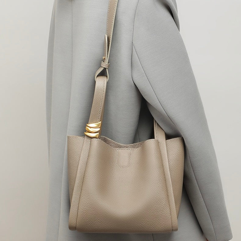 Women's Leather Mini Picnic Crossbody Bucket Bag