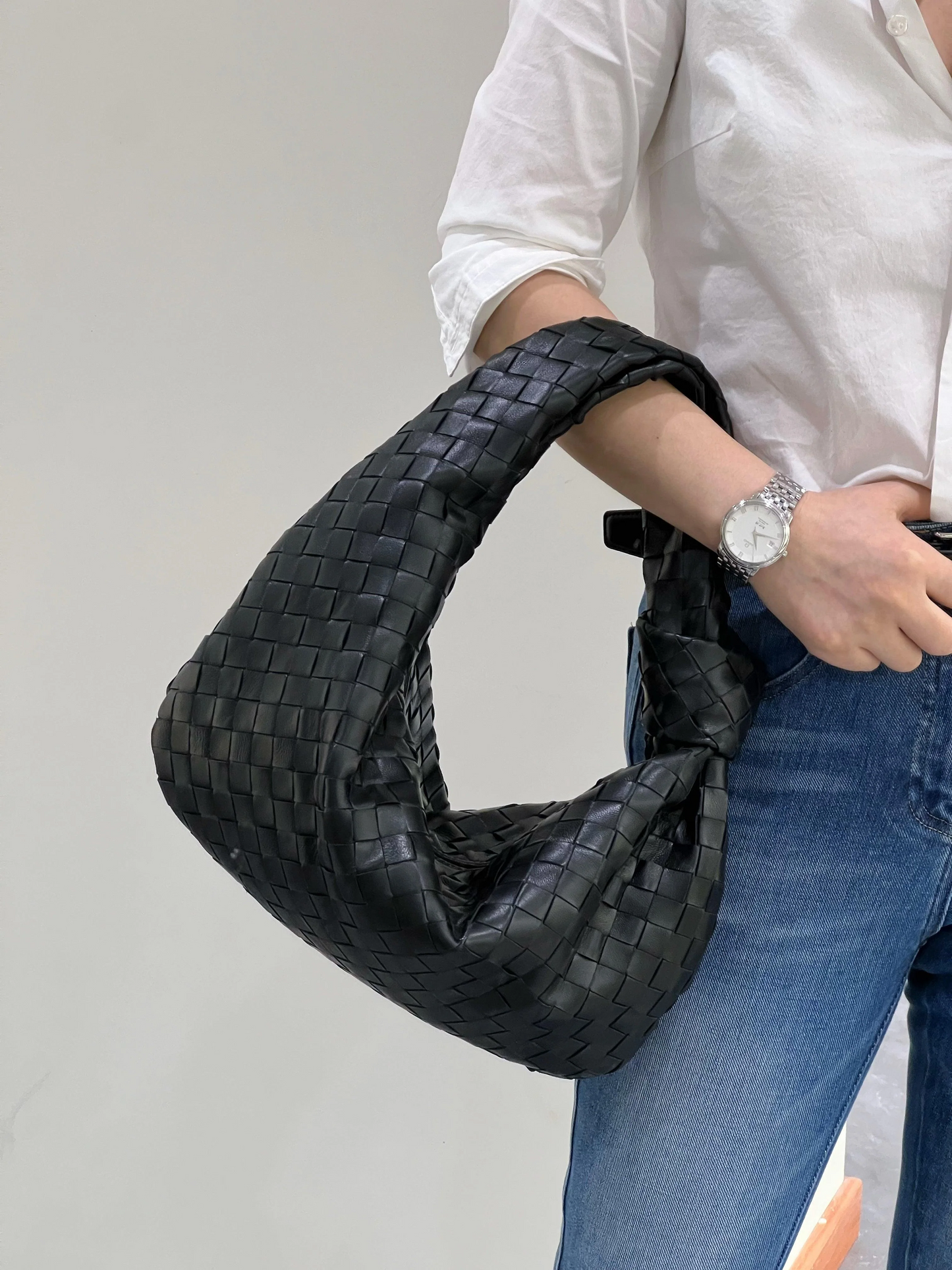 Lambskin Knotted Braided Leather Handbag