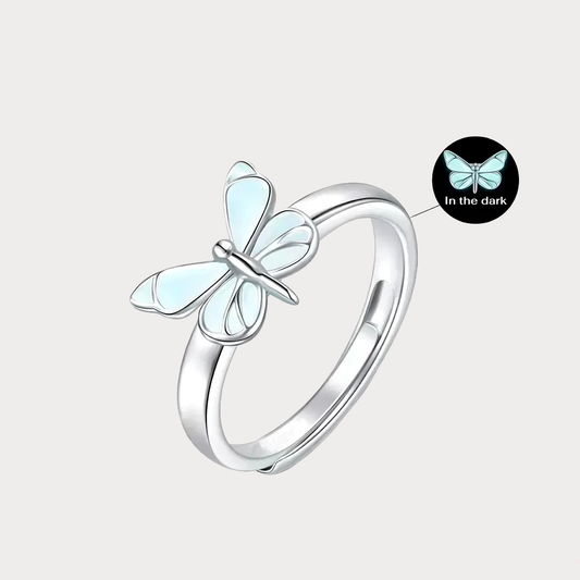 Luminous Dream Blue Butterfly Ring