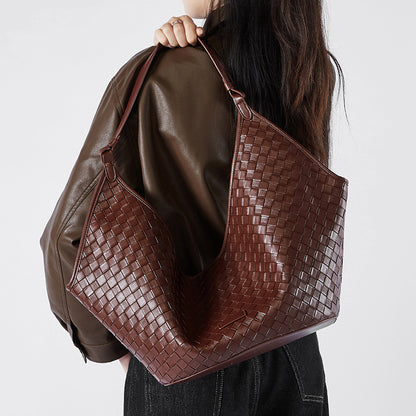 Women's Genuine Leather Woven Commuter Bag