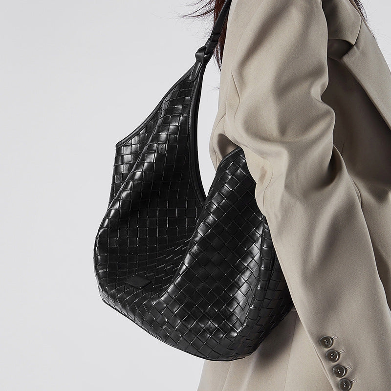 Women's Genuine Leather Woven Commuter Bag