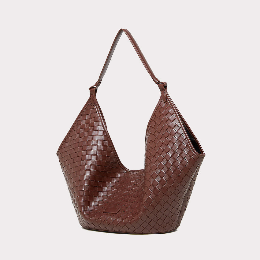 Women's Genuine Leather Woven Commuter Bag