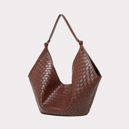Women's Genuine Leather Woven Commuter Bag
